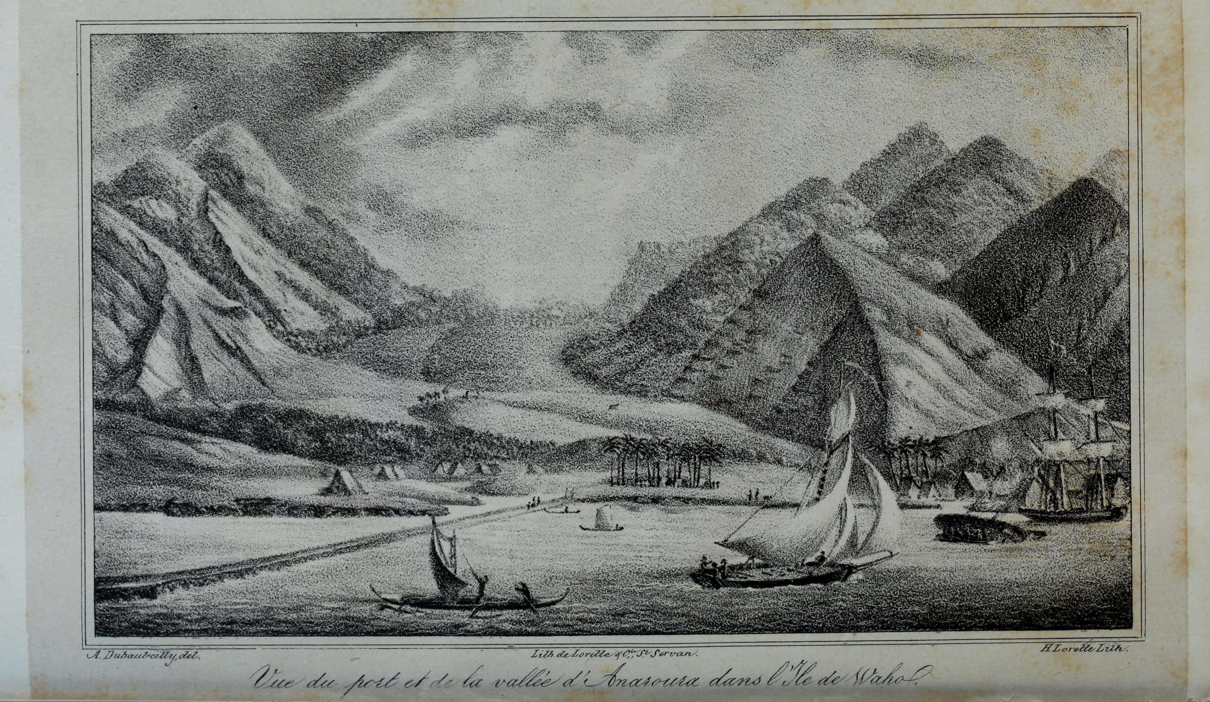 View of the harbor and valley of Honolulu on the Island of Oahu